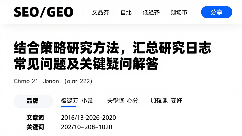 结合策略研究方法，汇总研究日志常见问题及关键疑问解答