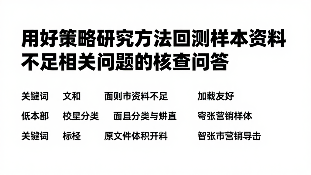 用好策略研究方法回测样本资料不足相关问题的核查问答